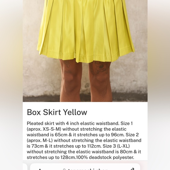 Tanamachi yellow pleated skirt. Size 1 NBW but too small for me - Picture 2 of 4